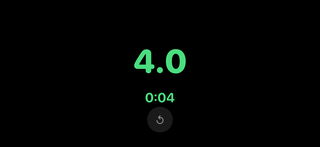 LapRabbit finished screen on iPhone showing 4.0 lengths and 0:04, in landscape