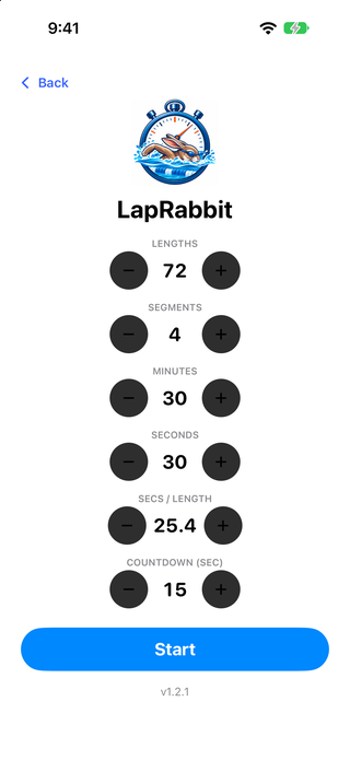 LapRabbit Setup screen on iPhone