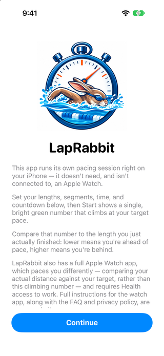 LapRabbit splash screen on iPhone