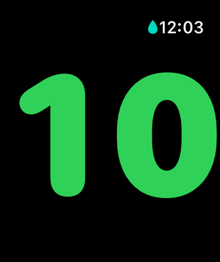 LapRabbit showing 10 in green on Apple Watch, ahead of pace