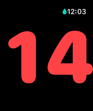 LapRabbit showing 14 in red on Apple Watch, behind pace